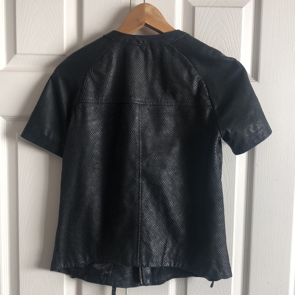 All Saints Genuine Leather Reptile Quad Biker Jacket - Picture 9 of 12